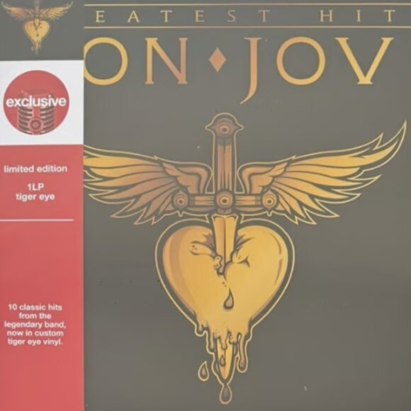New & Sealed Bon Jovi Greatest Hits Limited Edition Tiger Eye Vinyl LP - Picture 2 of 4